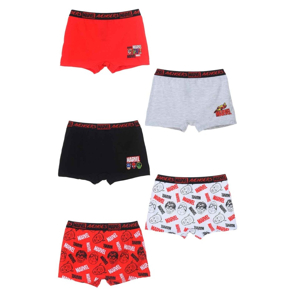 MARVEL Set of 5 Avengers Cotton Boxers for Boys