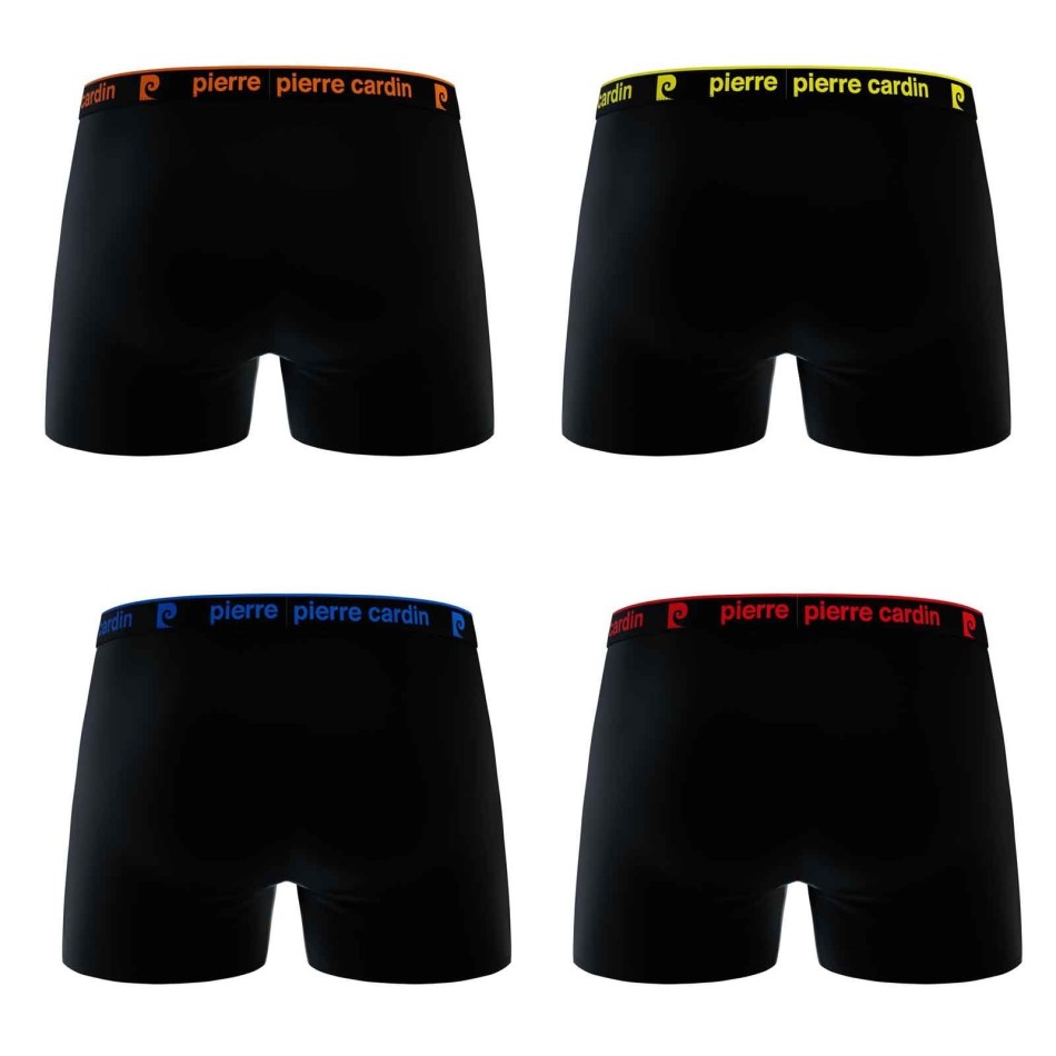 PIERRE CARDON Set om 4 boxershorts "Black Belt Color" i 100% bomull för män