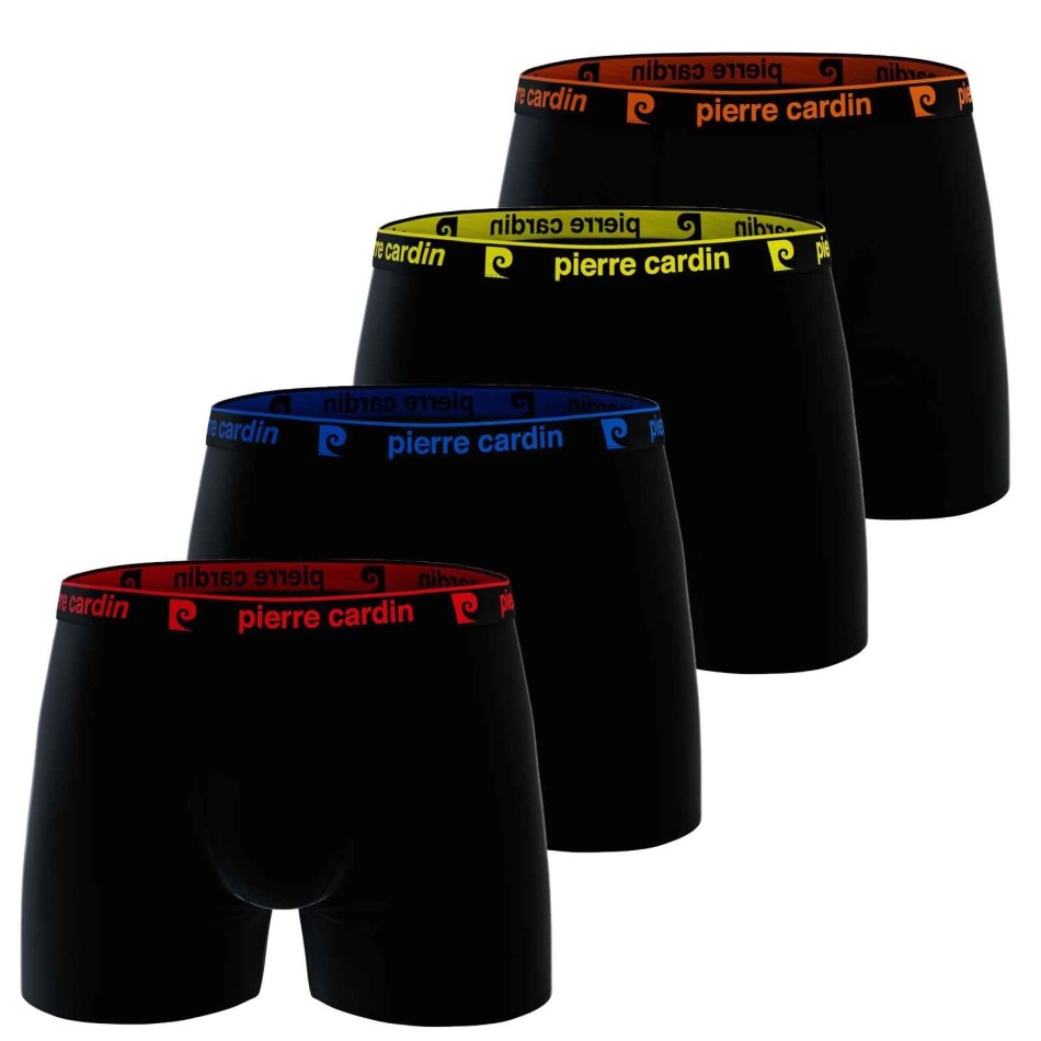 PIERRE CARDON Set of 4 Men's 100% Cotton "Black Belt Color" Boxers