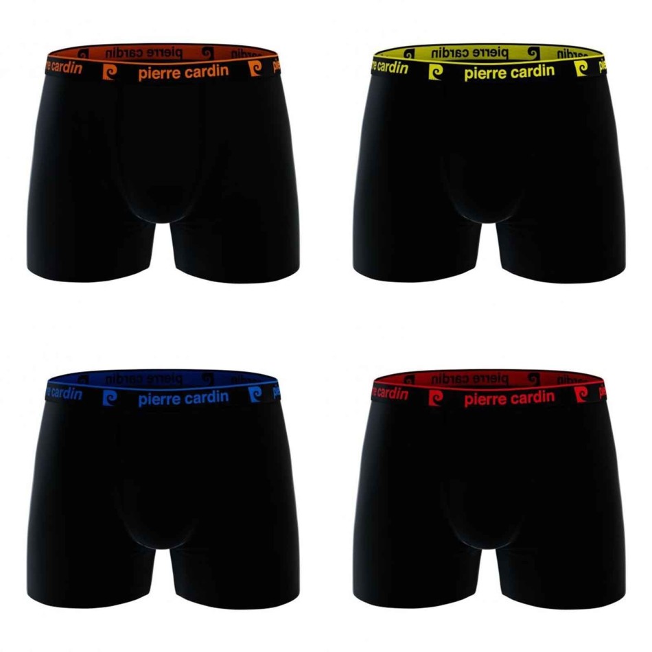 PIERRE CARDON Set om 4 boxershorts "Black Belt Color" i 100% bomull för män