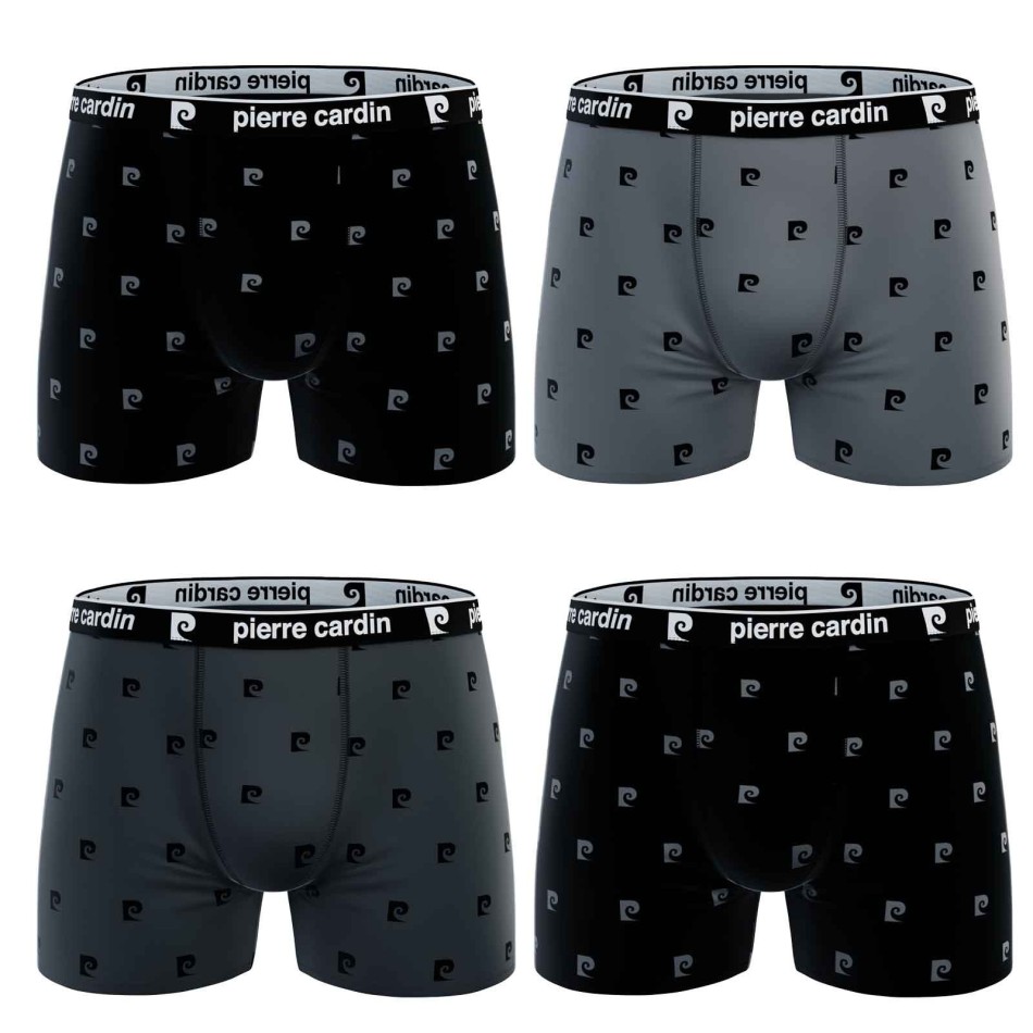PIERRE CARDIN Set om 4 boxershorts med "Print Logo" i bomull för män