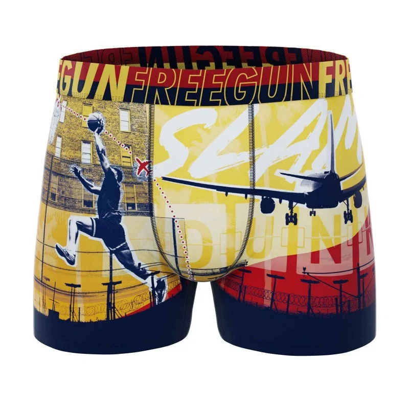 Freegun - Boxer Homme Premium Sport Basket Slam Dunk S Jaune