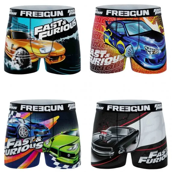 4er-Pack Boxershorts für Herren aus Mikrofaser "Fast & Furious" (Boxershorts für Männer) Freegun auf FrenchMarket