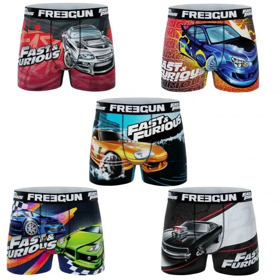 Set van 5 "Fast & Furious" Microvezel Boxershorts voor heren (Herenboxershorts) Freegun chez FrenchMarket