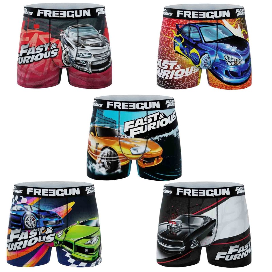 5er-Pack Boxershorts für Herren aus Mikrofaser "Fast & Furious" (Boxershorts für Männer) Freegun auf FrenchMarket