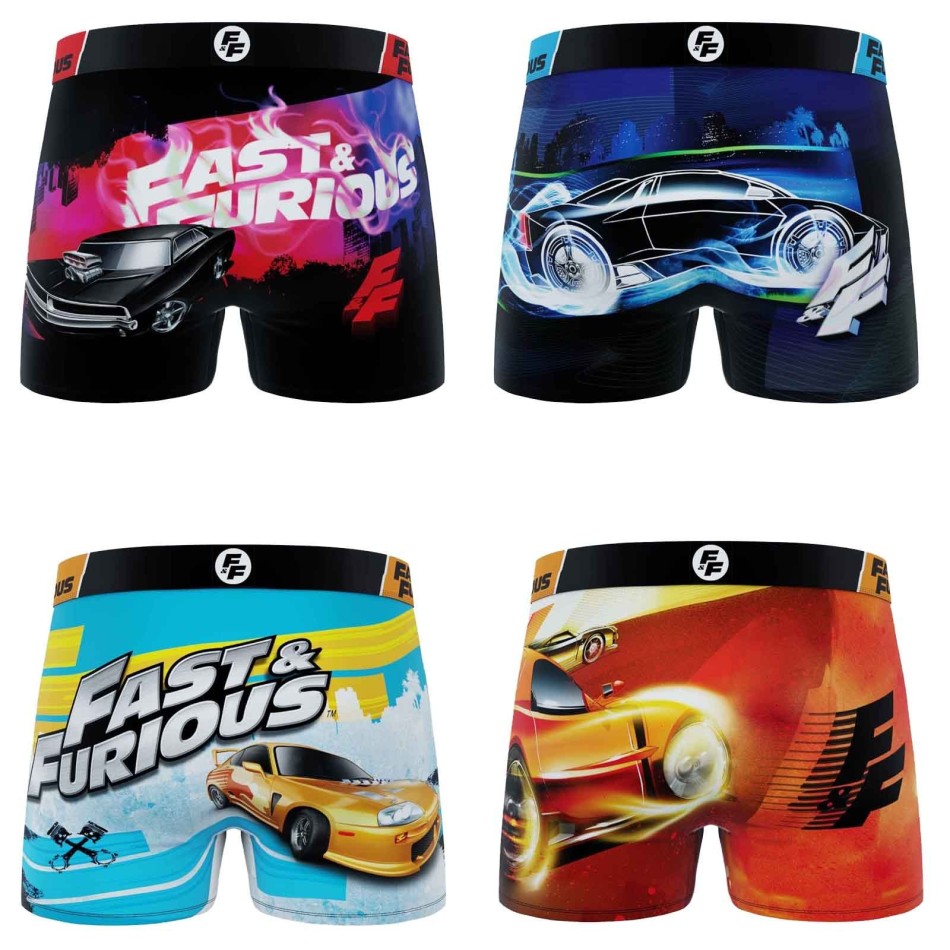FREEGUN Set med 4 "Fast & Furious" mikrofiberboxershorts för män