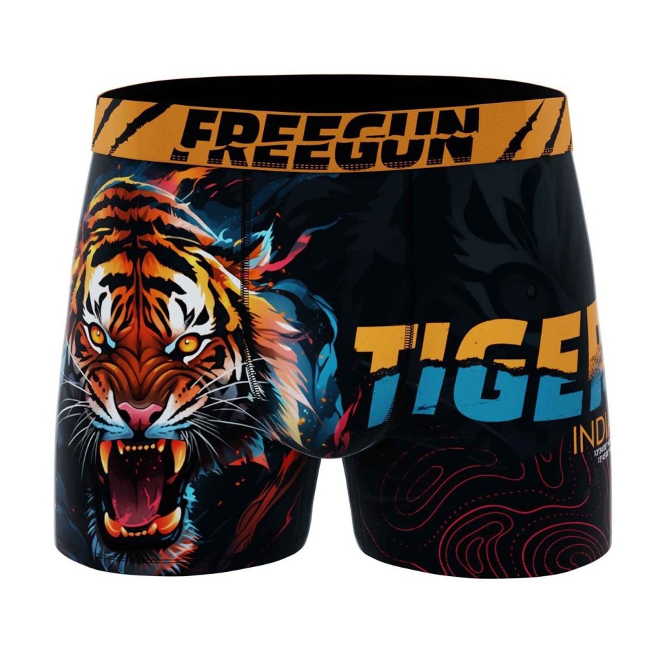 Tiger" Microfiber Boxer Briefs for Men (Men's boxer shorts) Freegun on FrenchMarket