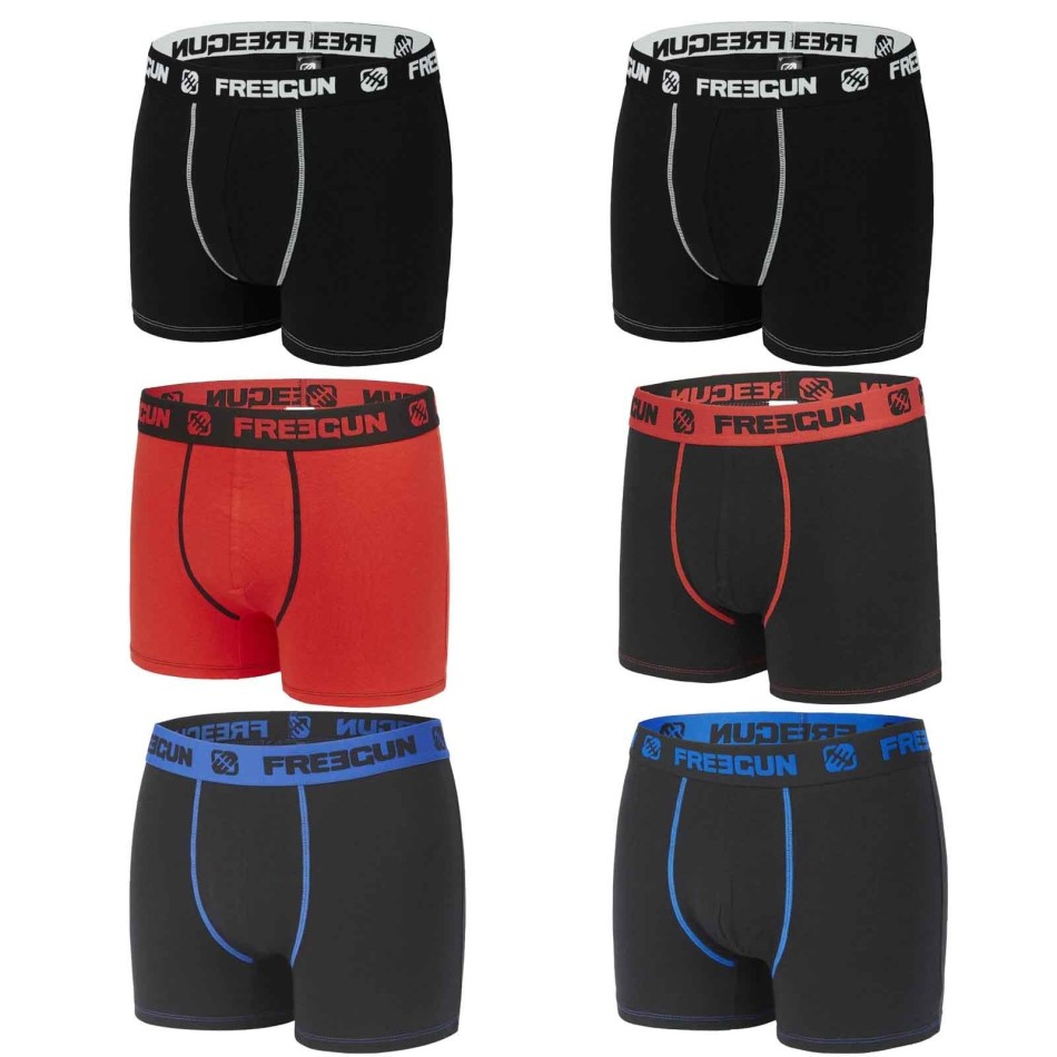 Confezione da 6 boxer in cotone per ragazzi (Confezione di boxer da ragazzo) Freegun chez FrenchMarket