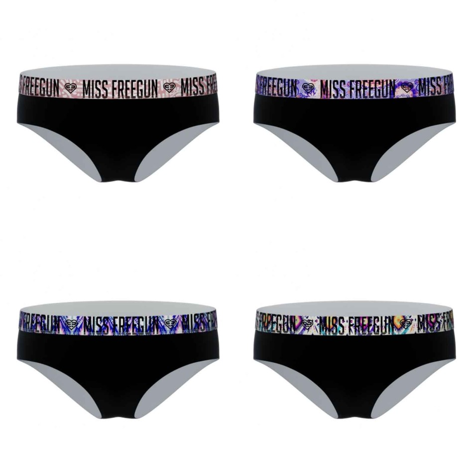 FREEGUN Set med 4 svarta bomullsboxers för flickor med sublimerad linning