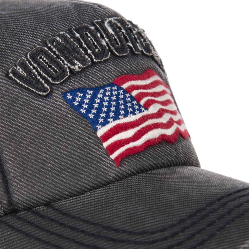 Casquette Von Dutch Style Baseball Vintage Drapeau USA Gris