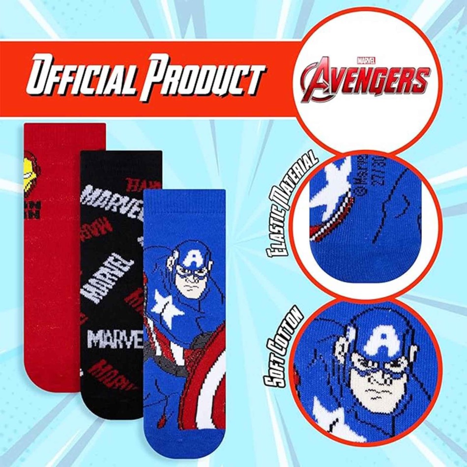 Lot de 3 Paires de Chaussettes Garçon MARVEL Avengers