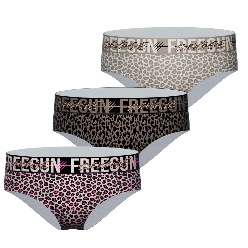 FREEGUN Panther Tatoo Mikrofiber Boxer Set om 3 för kvinnor