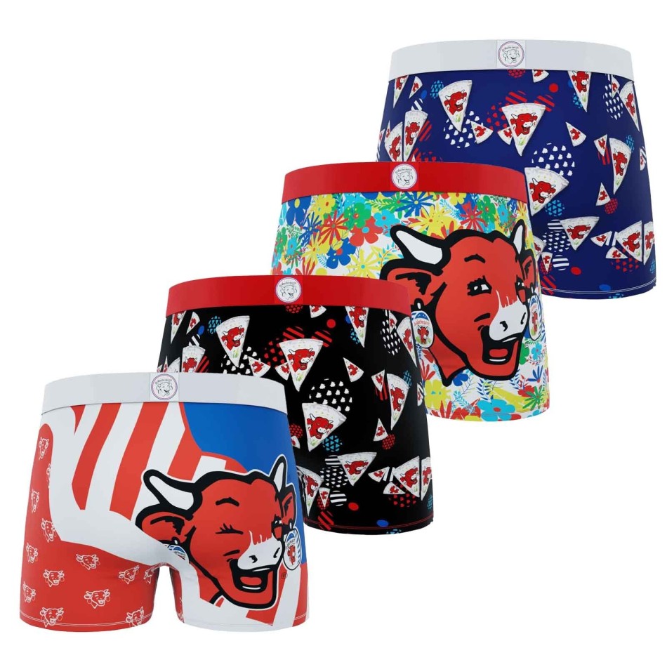 Lote de 4 calzoncillos bóxer de microfibra "La vaca que ríe" para hombre (Calzoncillos para hombre) Freegun chez FrenchMarket