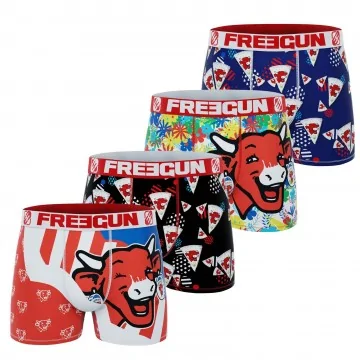 Lote de 4 calzoncillos bóxer de microfibra "La vaca que ríe" para hombre (Calzoncillos para hombre) Freegun chez FrenchMarket