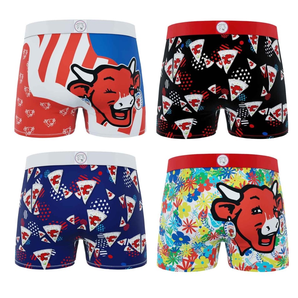 FREEGUN Set med 4 "The Laughing Cow"-boxershorts i mikrofiber för män