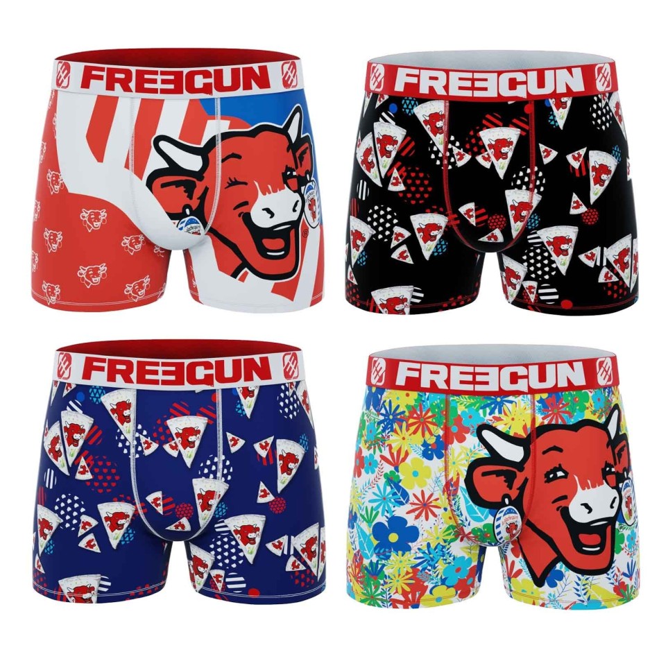 FREEGUN Set med 4 "The Laughing Cow"-boxershorts i mikrofiber för män
