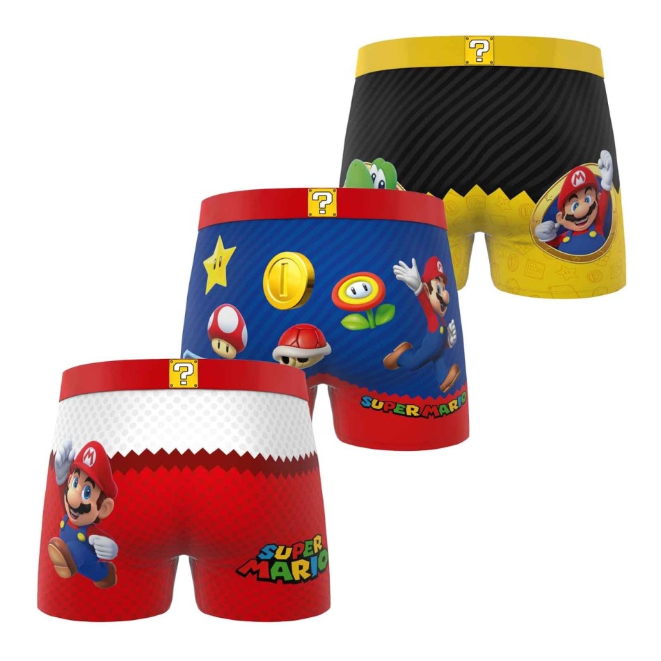FREEGUN Set of 3 Men's Super Mario Bros Microfiber Boxers