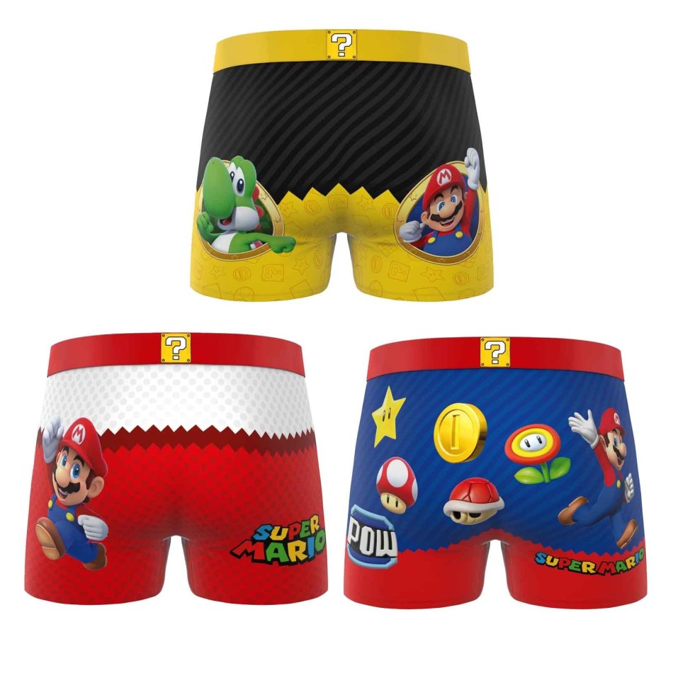 FREEGUN 3-pack Super Mario Bros mikrofiberboxershorts för män