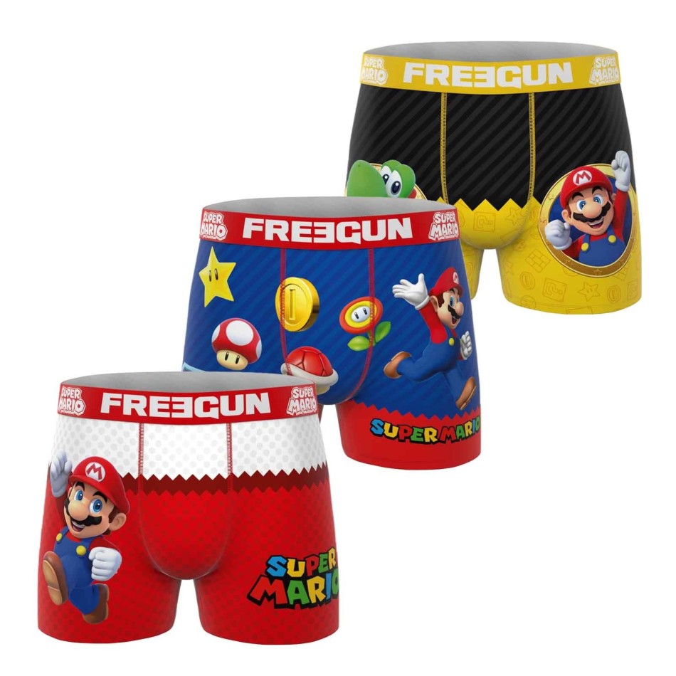 Super Mario Bros - Confezione da 3 boxer in microfibra per uomo (Boxer da uomo) Freegun chez FrenchMarket