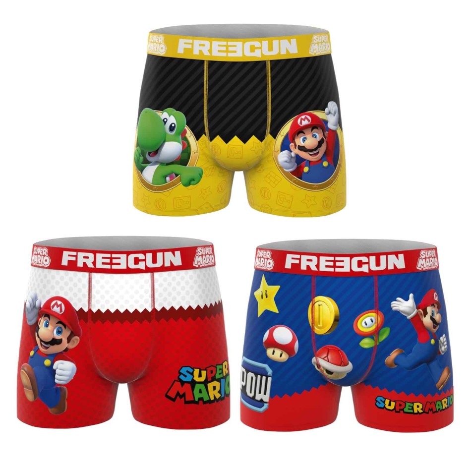 FREEGUN 3-pack Super Mario Bros mikrofiberboxershorts för män