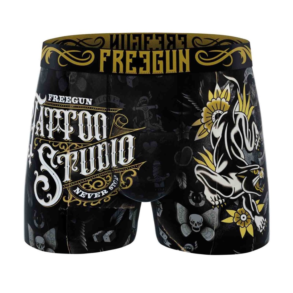 FREEGUN Skull & Tatoo Boxer Brief i mikrofiber för män