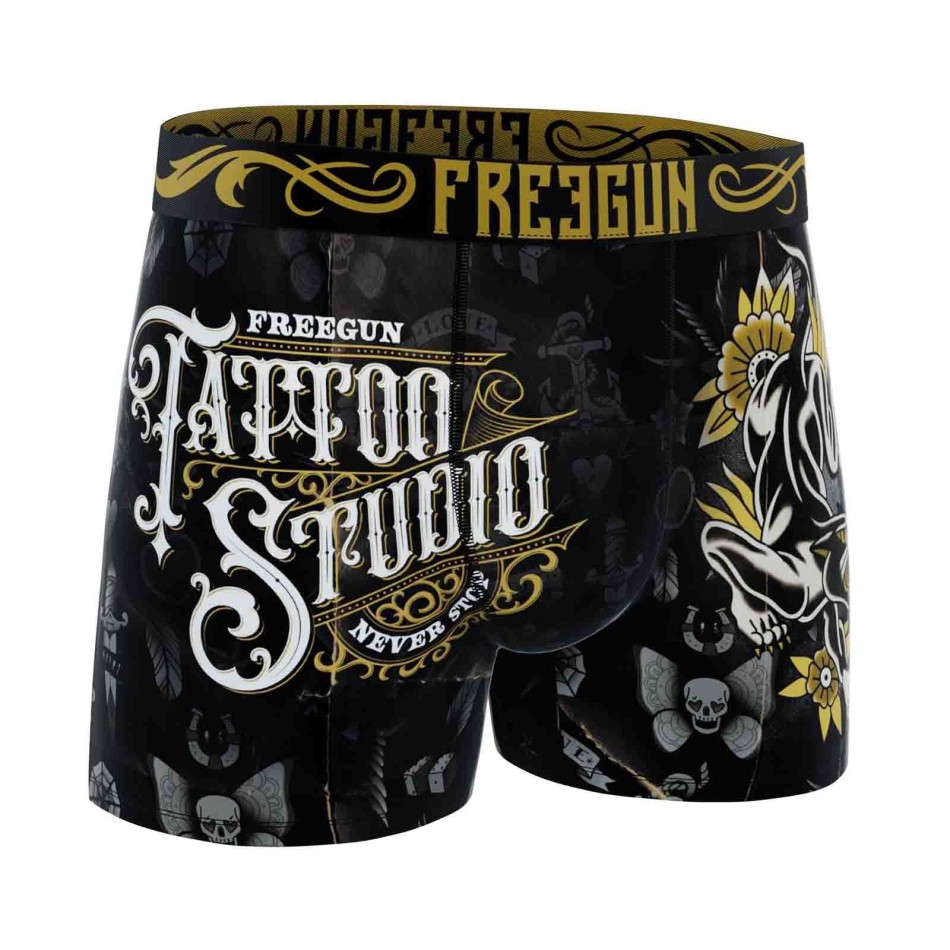 FREEGUN Skull & Tatoo Boxer Brief i mikrofiber för män