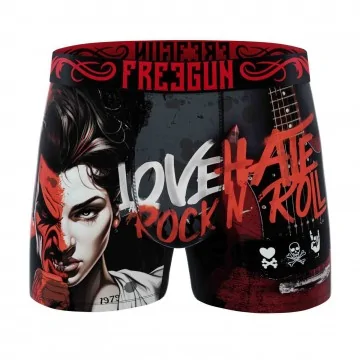 Boxer Mann Microfaser "Love Hate Rock n Roll" (Boxershorts Mann) Freegun auf FrenchMarket