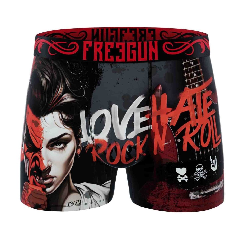 Love Hate Rock n Roll" Microvezel Herenboxershort (Herenboxershorts) Freegun chez FrenchMarket