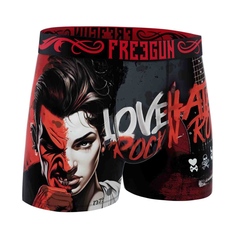Boxer Mann Microfaser "Love Hate Rock n Roll" (Boxershorts Mann) Freegun auf FrenchMarket