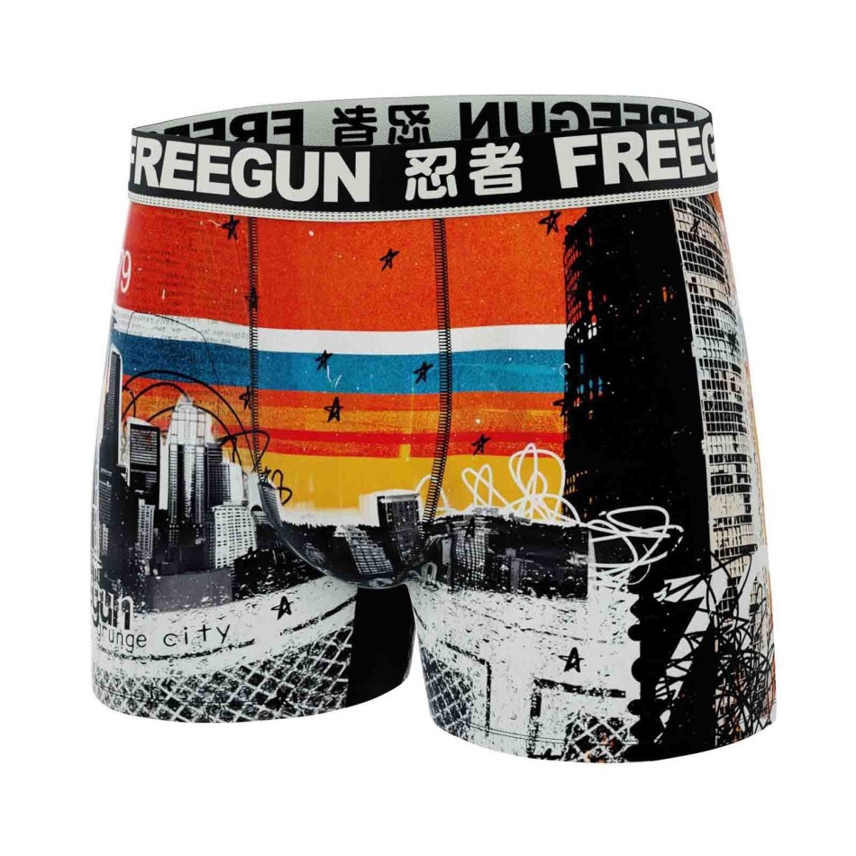 Boxer Mann Mikrofaser "Grunge City" (Boxershorts Mann) Freegun auf FrenchMarket