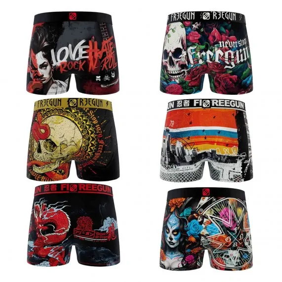 Set van 6 "Skull & Tatoo" Microvezel Boxershorts voor Mannen (Herenboxershorts) Freegun chez FrenchMarket Set van 6 "Skull & Tatoo" Microvezel Boxershorts voor Mannen (Herenboxershorts) Freegun chez FrenchMarket