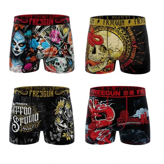 Set van 4 doodskop boxershorts voor jongens (Set jongensboxershorts) Freegun chez FrenchMarket Set van 4 doodskop boxershorts voor jongens (Set jongensboxershorts) Freegun chez FrenchMarket