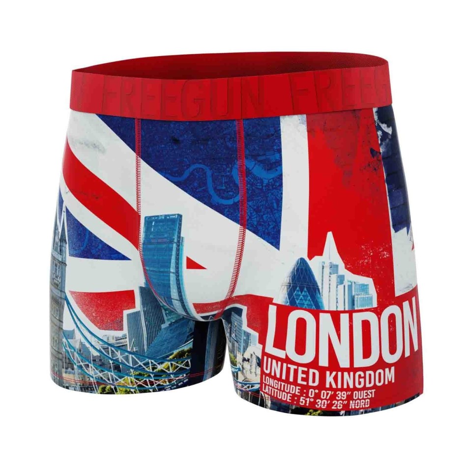 Boxer Homme Microfibre "Londres" UK (Boxers Homme) Freegun chez FrenchMarket