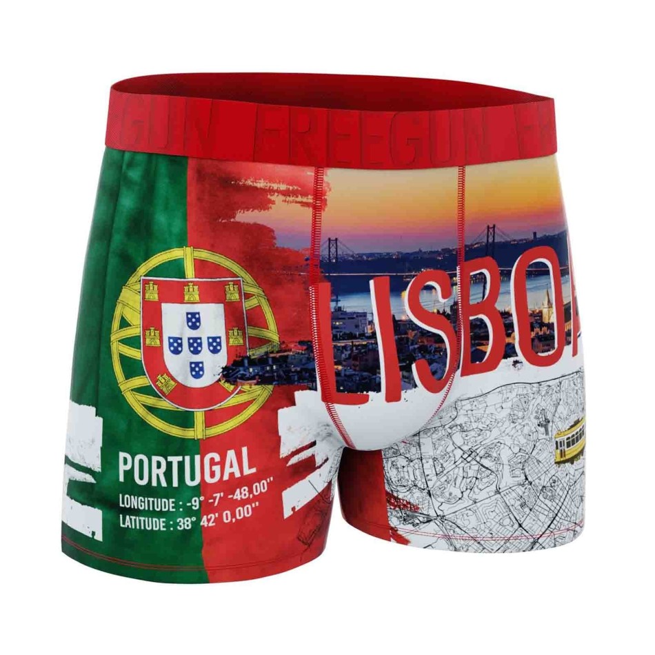 LISBOA" Men's Microfiber Boxer Briefs Portugal (Men's boxer shorts) Freegun on FrenchMarket