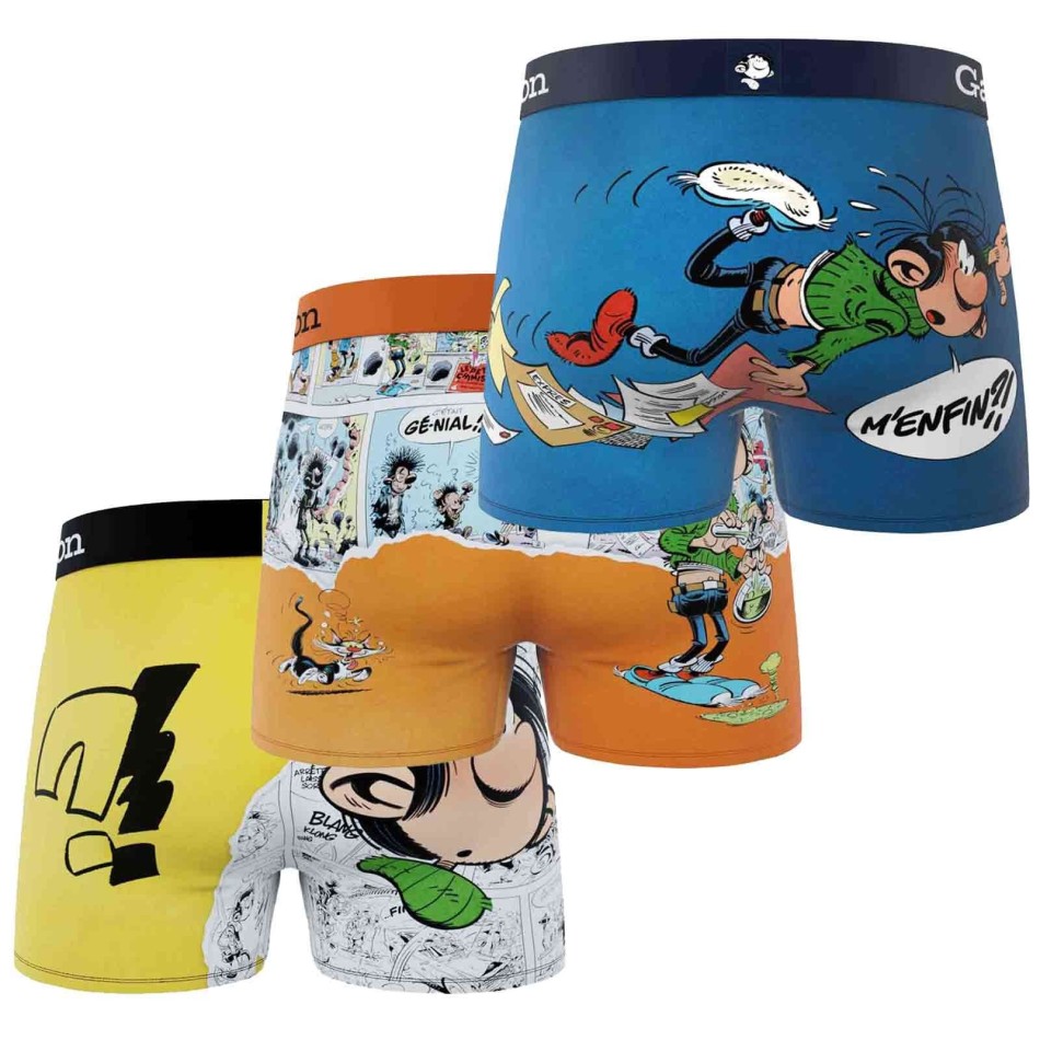 FREEGUN Set of 3 "GASTON LAGAFFE" Men's Microfiber Boxers