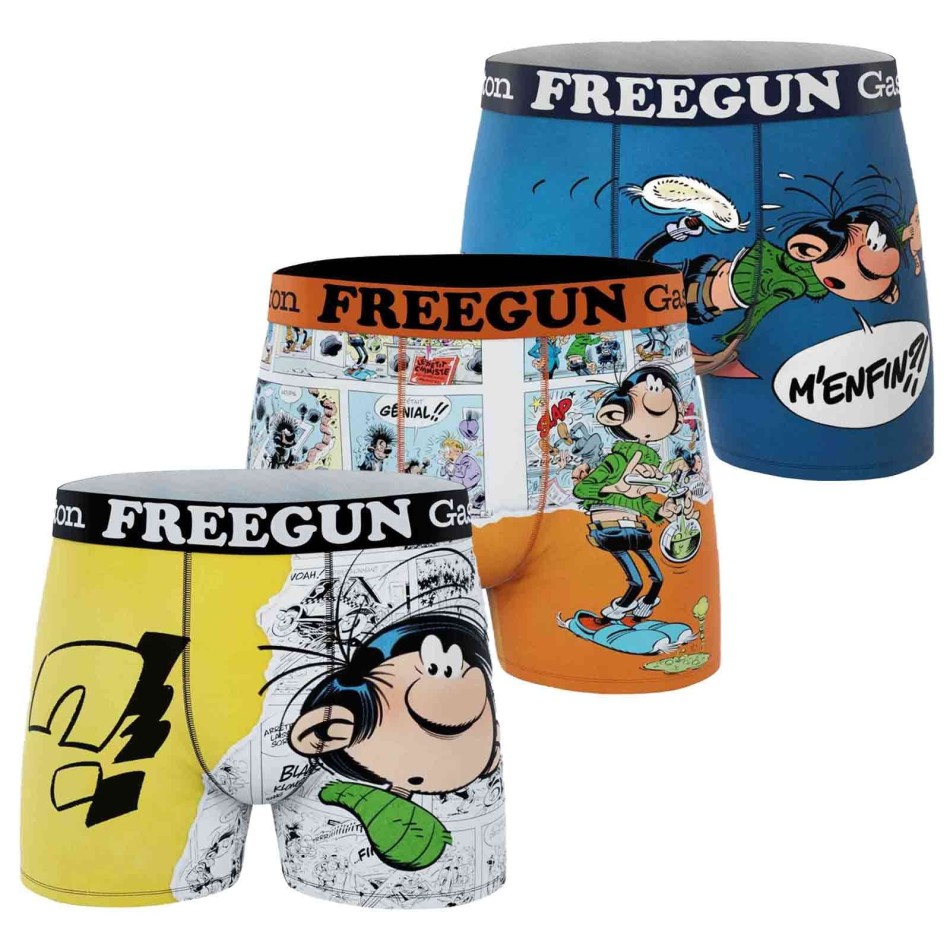 3er-Pack Boxershorts für Männer "GASTON LAGAFFE" aus Mikrofaser (Boxershorts für Männer) Freegun auf FrenchMarket