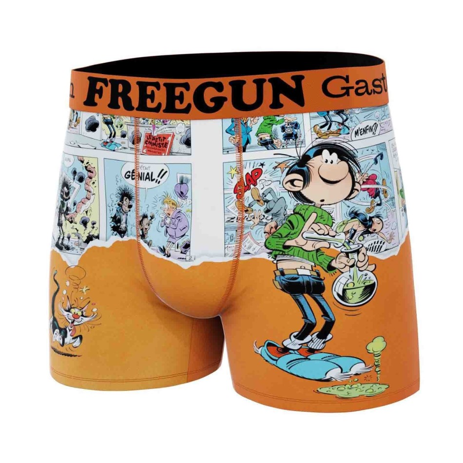 FREEGUN Set om 3 "GASTON LAGAFFE" mikrofiberboxershorts för män