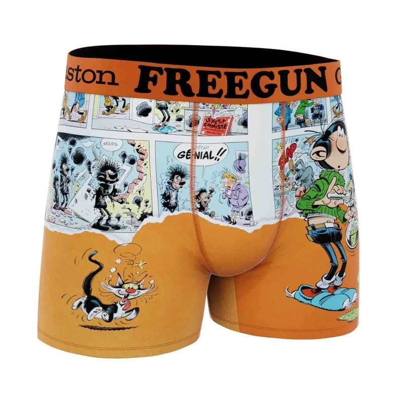Boxer Homme FREEGUN Gaston Lagaffe - Microfibre Licorne Officielle - 92% Polyester, 8% Élasthanne