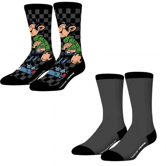 Lote de 2 pares de calcetines de hombre "Gaston Lagaffe (Calcetines de fantasía) Freegun chez FrenchMarket