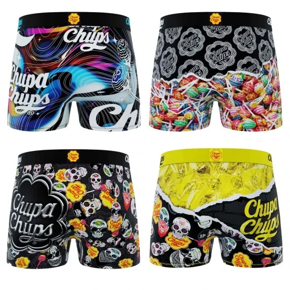 Set van 4 "Chupa Chups" boxershorts voor mannen (Herenboxershorts) Freegun chez FrenchMarket