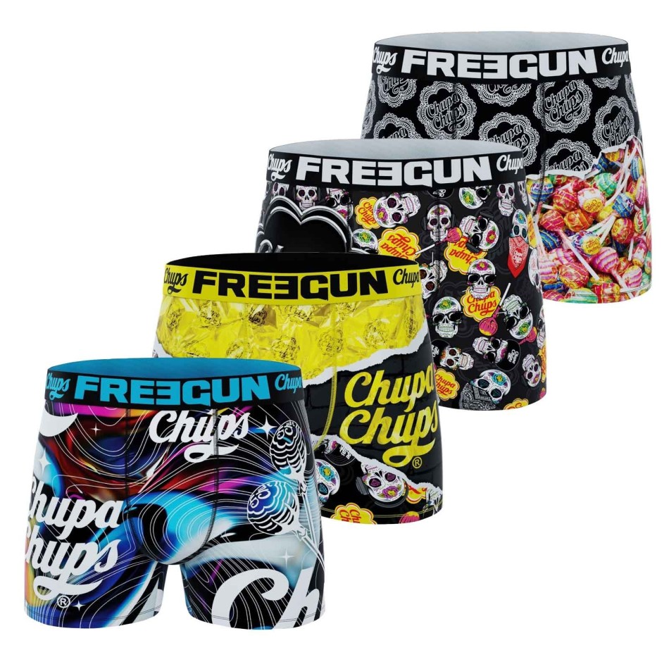 FREEGUN Set med 4 "Chupa Chups" boxerkalsonger för pojkar