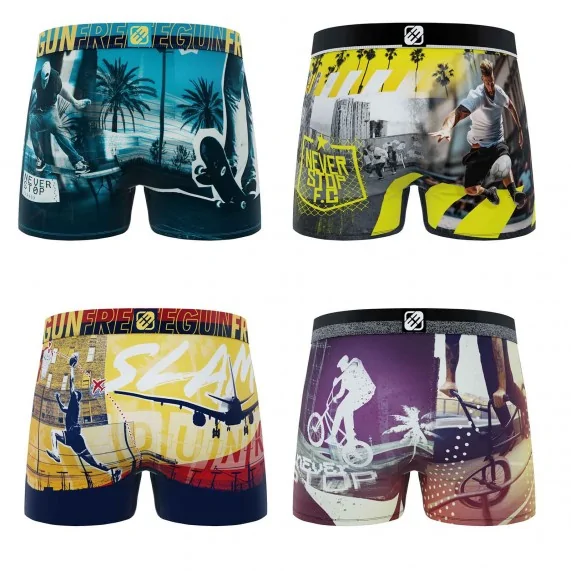 Set van 4 "Photo Sport" Microvezel jongensboxershorts (Set jongensboxershorts) Freegun chez FrenchMarket