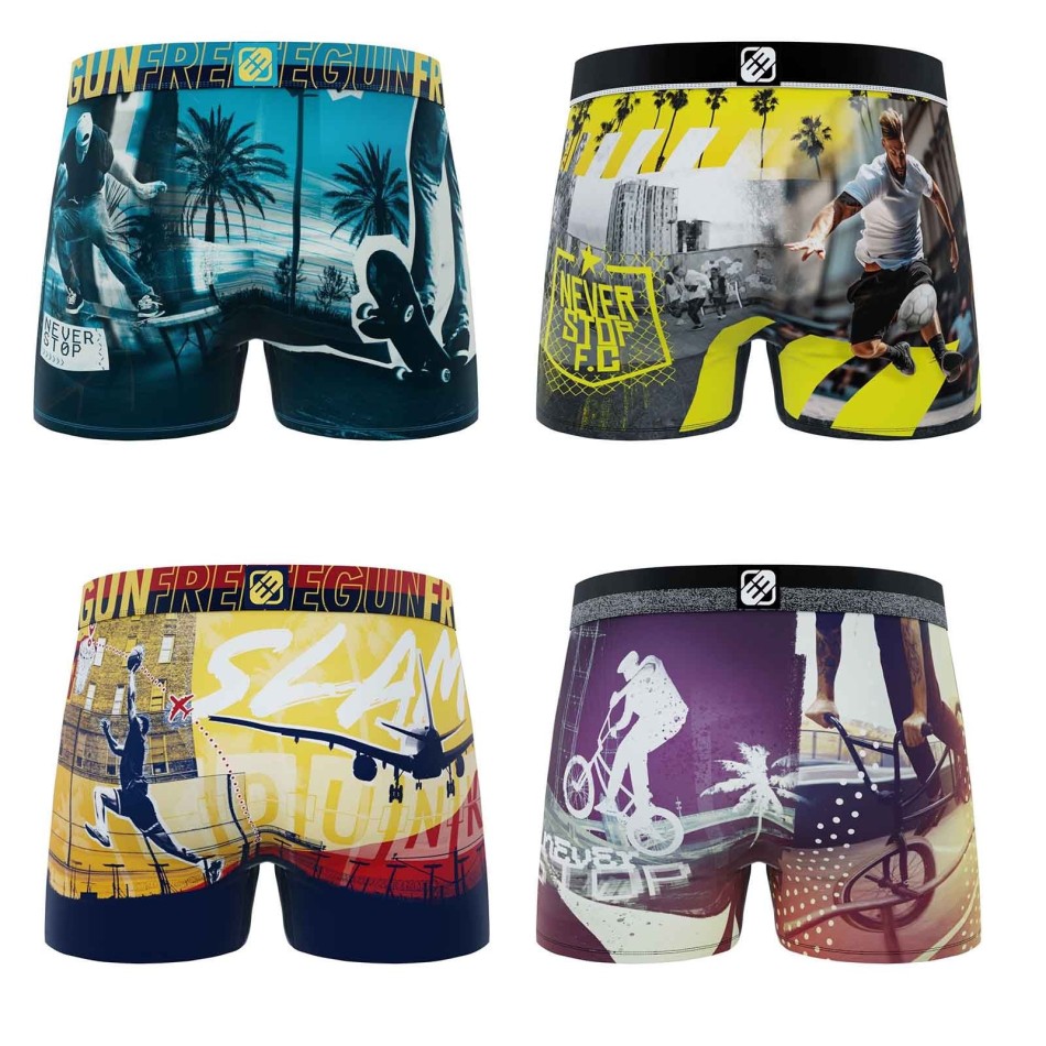 FREEGUN Set med 4 boxershorts "Photo Sport" i mikrofiber för pojkar