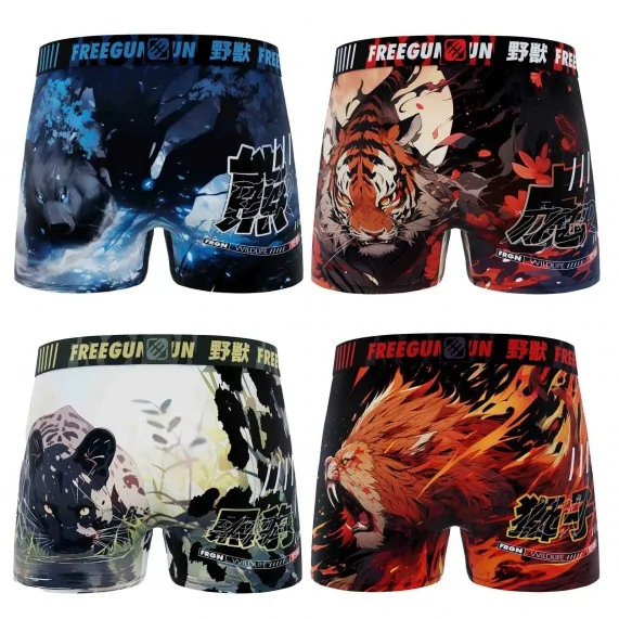 Set van 4 premium dierenboxershorts voor jongens (Set jongensboxershorts) Freegun chez FrenchMarket