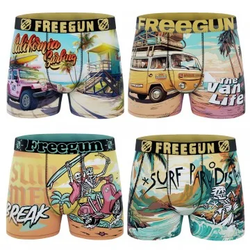 Wild Life Set van 4 Boxershorts voor jongens (Set jongensboxershorts) Freegun chez FrenchMarket