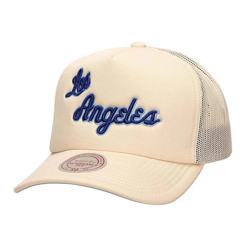 Mitchell & Ness - Casquette Trucker Mousse Evergreen NBA Los Angeles Lakers Taille Unique Crème