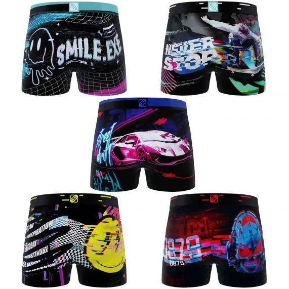 Set van 5 "Pixel" Microvezel Boxershorts voor mannen (Herenboxershorts) Freegun chez FrenchMarket