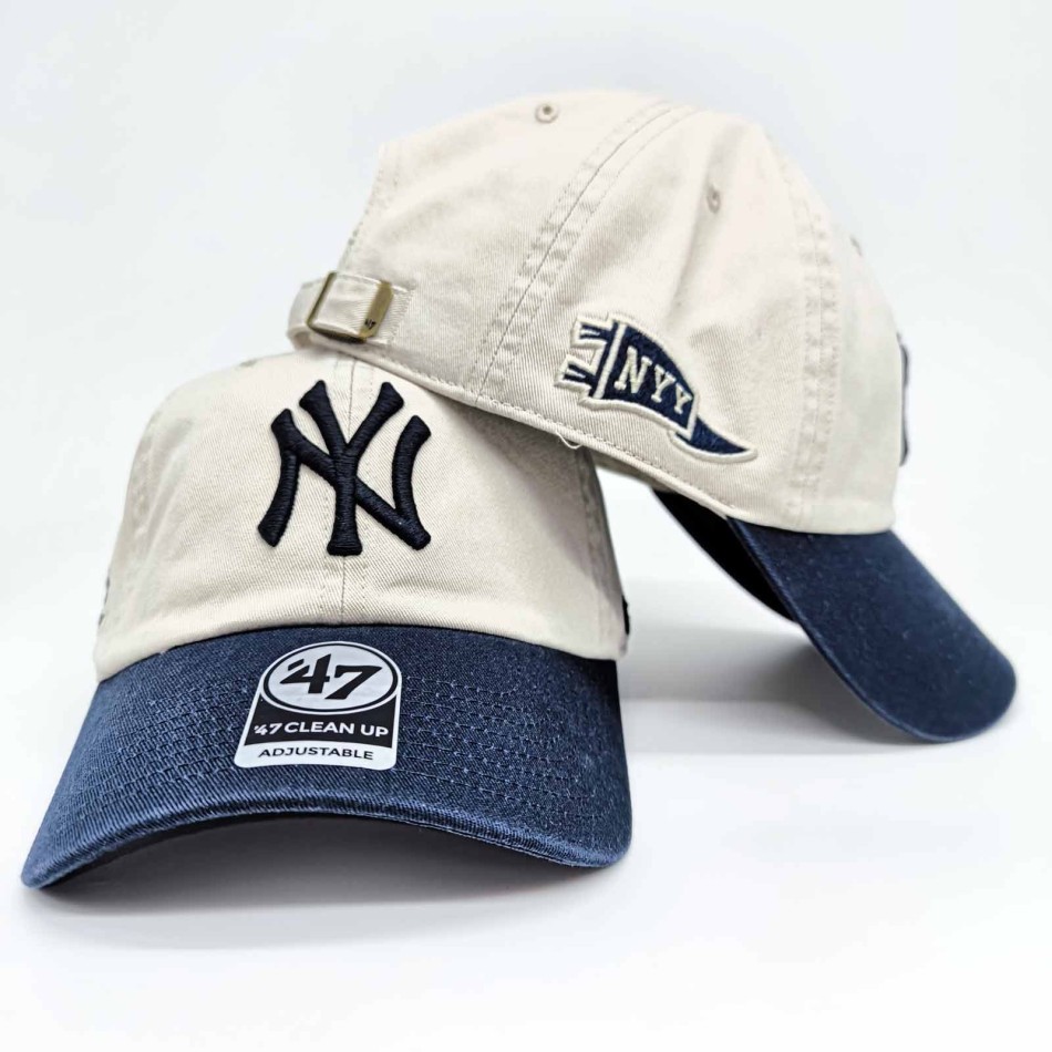 47 Brand Baseball Cap MLB NY Yankees Clean Up "Grand Stand" Beige