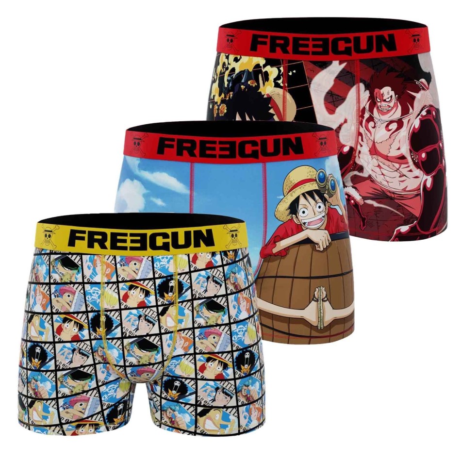 Set van 3 "One Piece" Microvezel Boxershorts voor mannen (Herenboxershorts) Freegun chez FrenchMarket