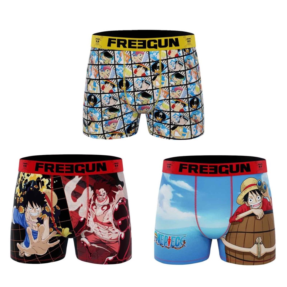 FREEGUN Set om 3 "One Piece"-boxershorts i mikrofiber för män Fri leverans